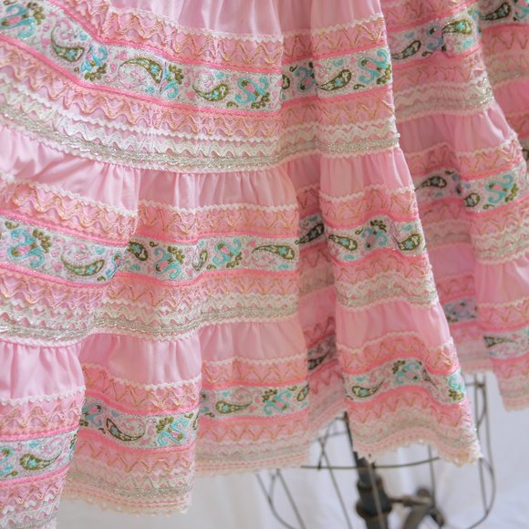 vtg 50s JEANETTES SOUTHWEST Pink Full Pleated Skirt & Top Set Swing Rockabilly 8 - Picture 6 of 15